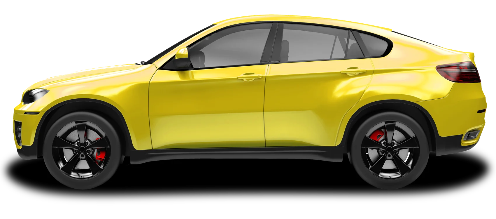 Side profile of a yellow BMW X6